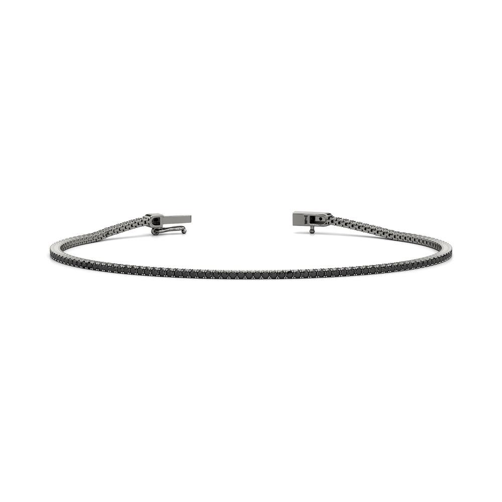 Round Black Diamond Tennis Bracelet with 2 Cut Diamond in 14KT Sterling Silver view 1
