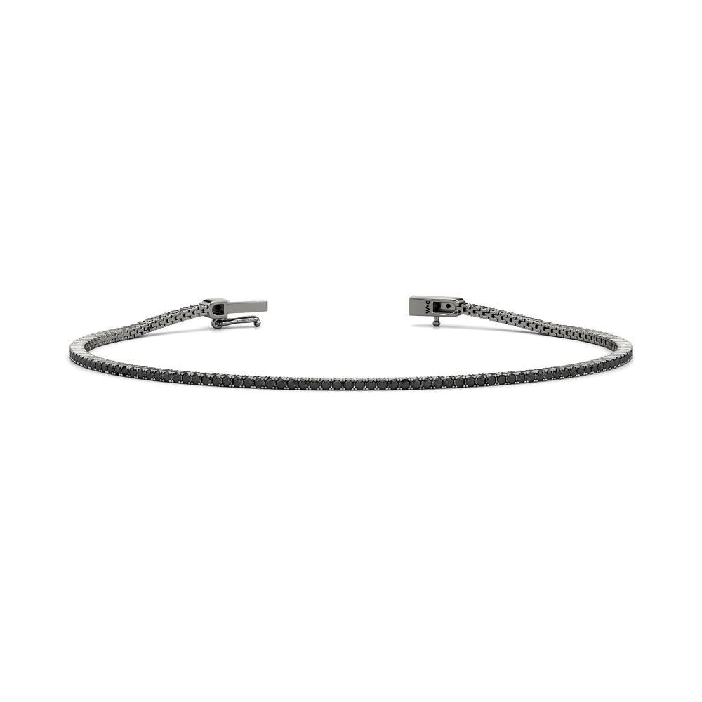 Round Black Diamond Tennis Bracelet with 2 Cut Diamond in 14KT Sterling Silver view 1
