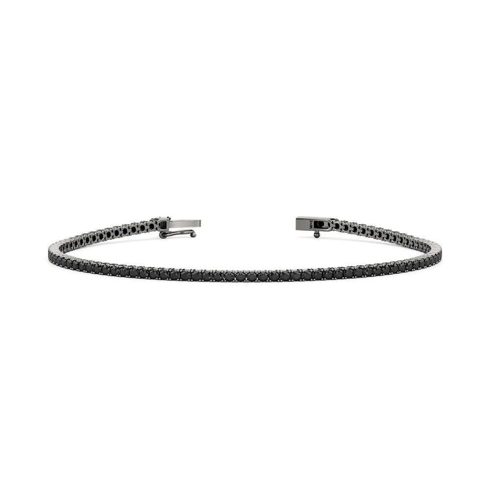 Round Black Diamond Tennis Bracelet with 4 Cut Diamond in 14KT Sterling Silver view 1

