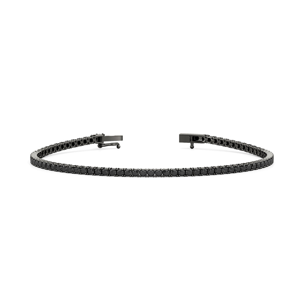 Round Black Diamond Tennis Bracelet with 6 Cut Diamond in 14KT Sterling Silver view 1
