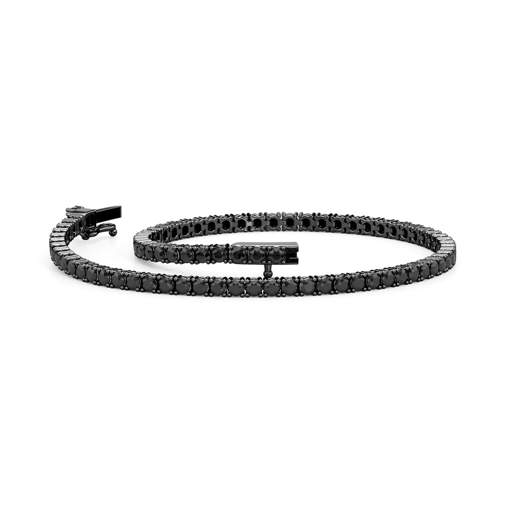 Round Black Diamond Tennis Bracelet with 6 Cut Diamond in 14KT Sterling Silver view 2
