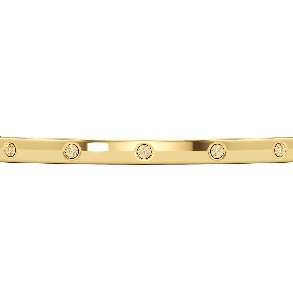 The Margot Bangle Bolo Bracelet with Lab Cut Diamond in 14KT 18K Yellow Gold Vermeil view 2
