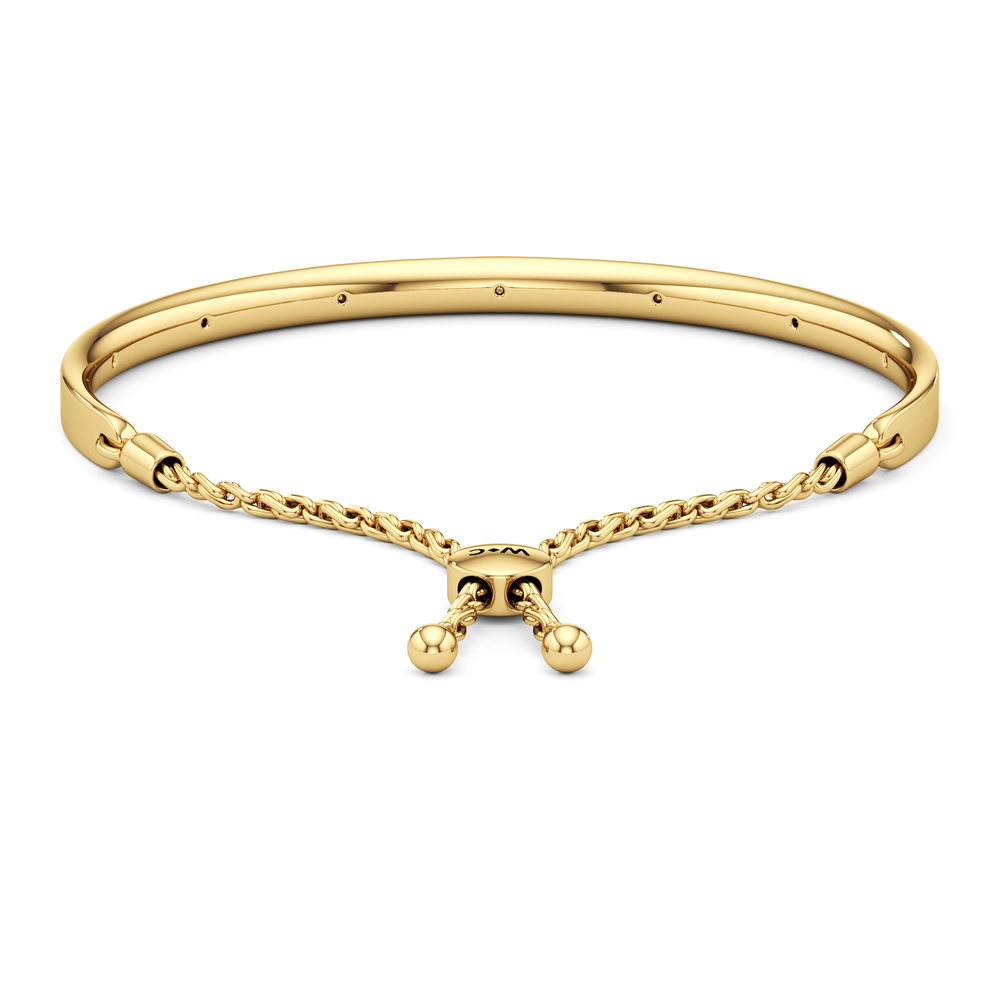 The Margot Bangle Bolo Bracelet with Lab Cut Diamond in 14KT 18K Yellow Gold Vermeil view 4
