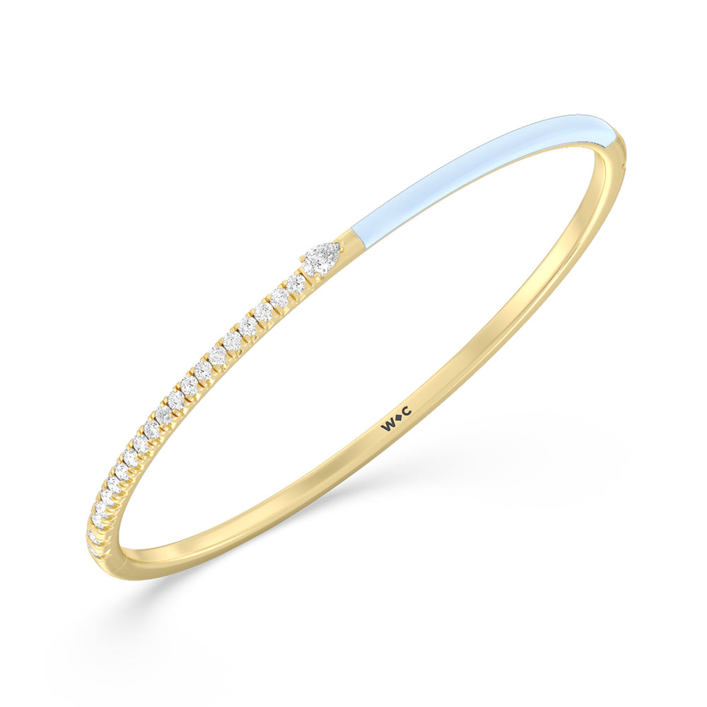 Staple Pear Diamond Bangle in Ceramic with Mist Cut Diamond in 14KT Yellow Gold view 2
