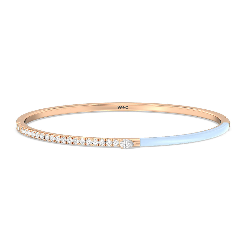 Staple Pear Diamond Bangle in Ceramic with Mist Cut Diamond in 14KT Rose Gold view 1
