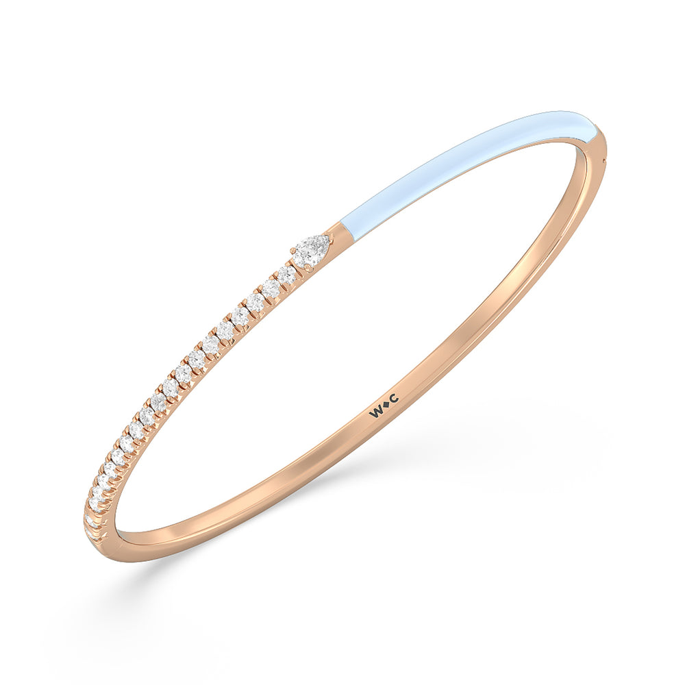 Staple Pear Diamond Bangle in Ceramic with Mist Cut Diamond in 14KT Rose Gold view 2
