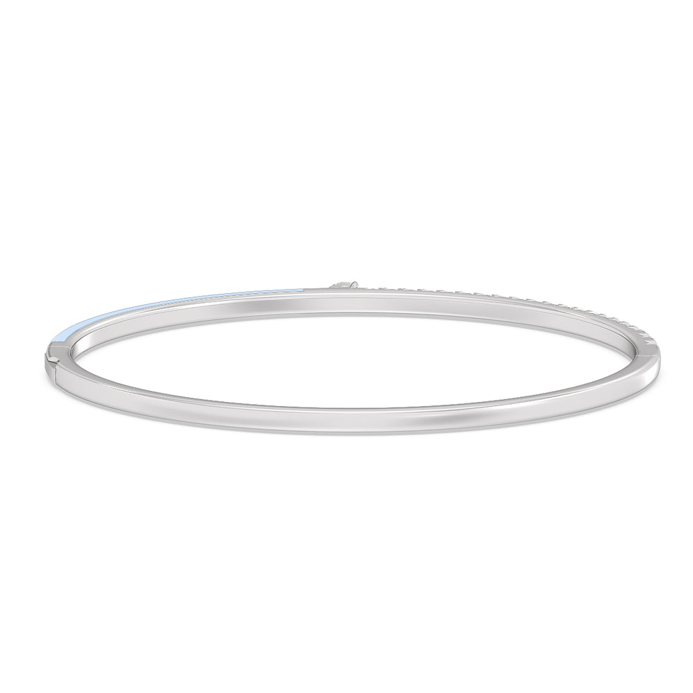 Staple Pear Diamond Bangle in Ceramic with Mist Cut Diamond in 14KT White Gold view 4
