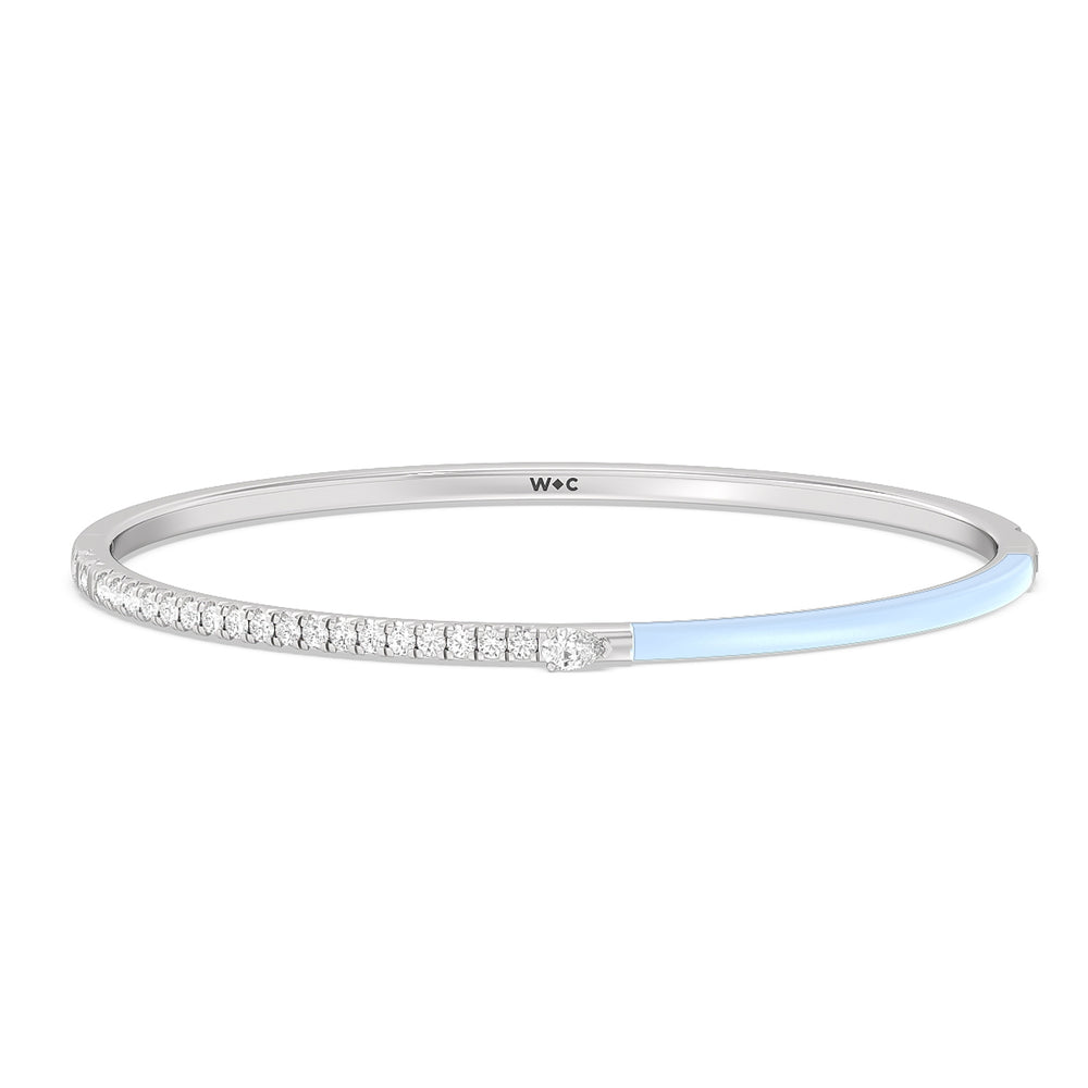 Staple Pear Diamond Bangle in Ceramic with Mist Cut Diamond in 14KT White Gold view 1
