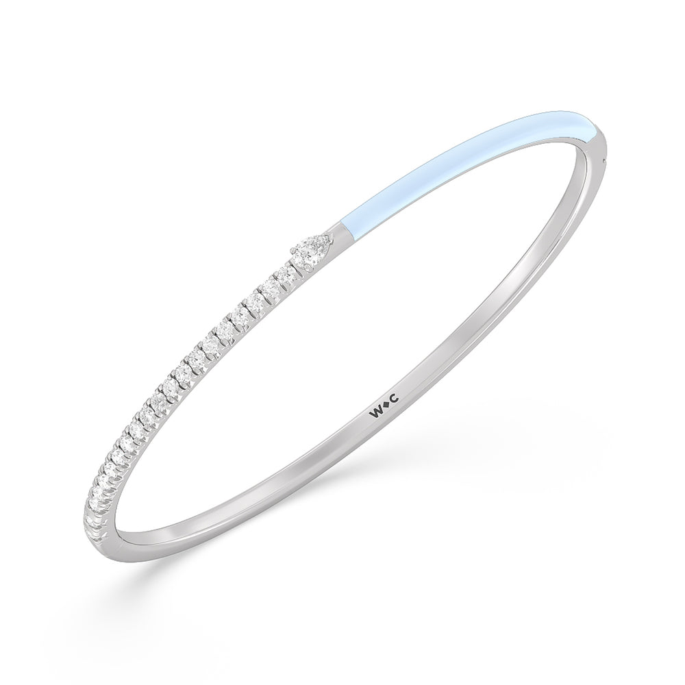 Staple Pear Diamond Bangle in Ceramic with Mist Cut Diamond in 14KT White Gold view 2
