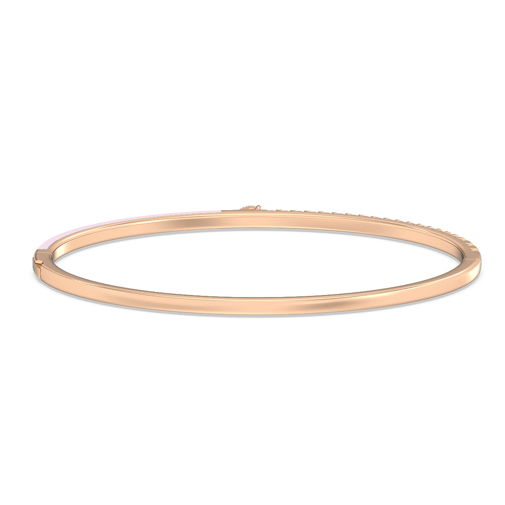Staple Pear Diamond Bangle in Ceramic with Lavender Rose Cut Diamond in 14KT Rose Gold view 4
