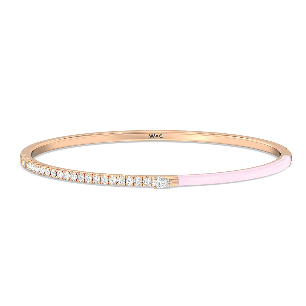 Staple Pear Diamond Bangle in Ceramic with Lavender Rose Cut Diamond in 14KT Rose Gold view 1
