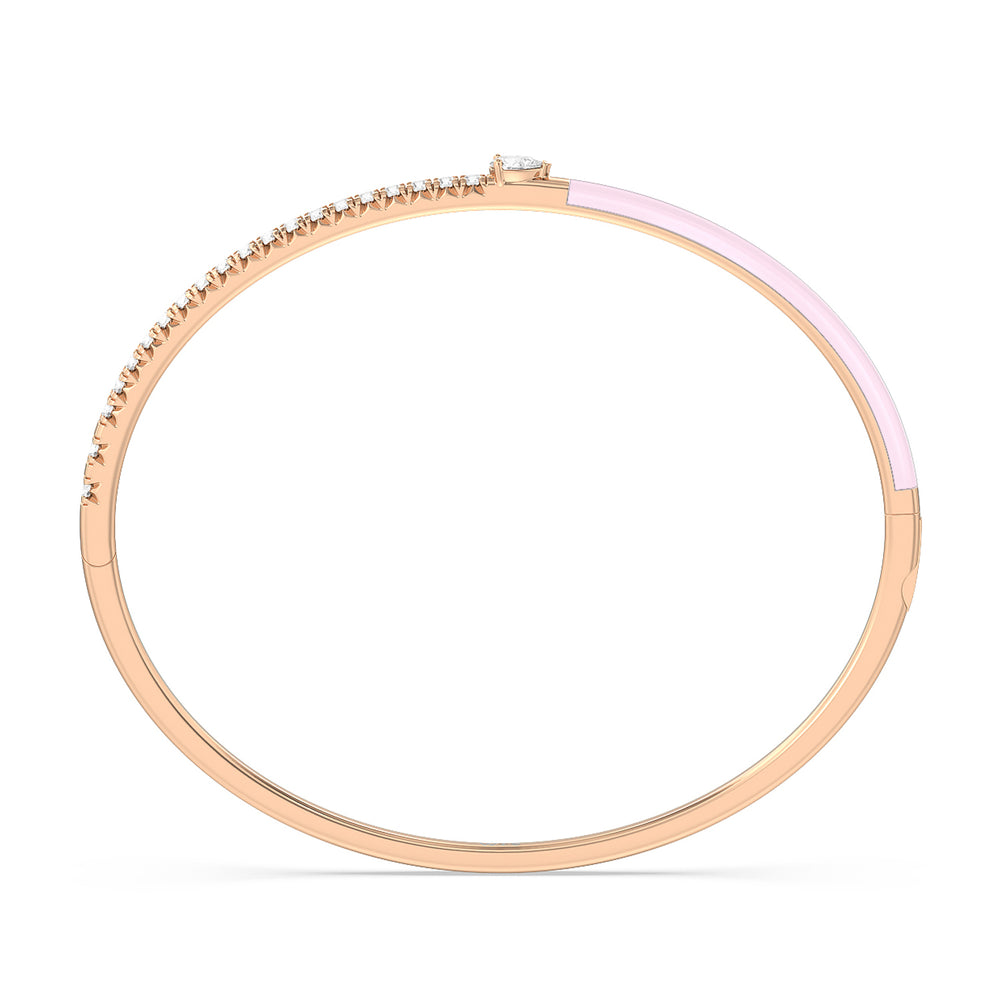 Staple Pear Diamond Bangle in Ceramic with Lavender Rose Cut Diamond in 14KT Rose Gold view 3
