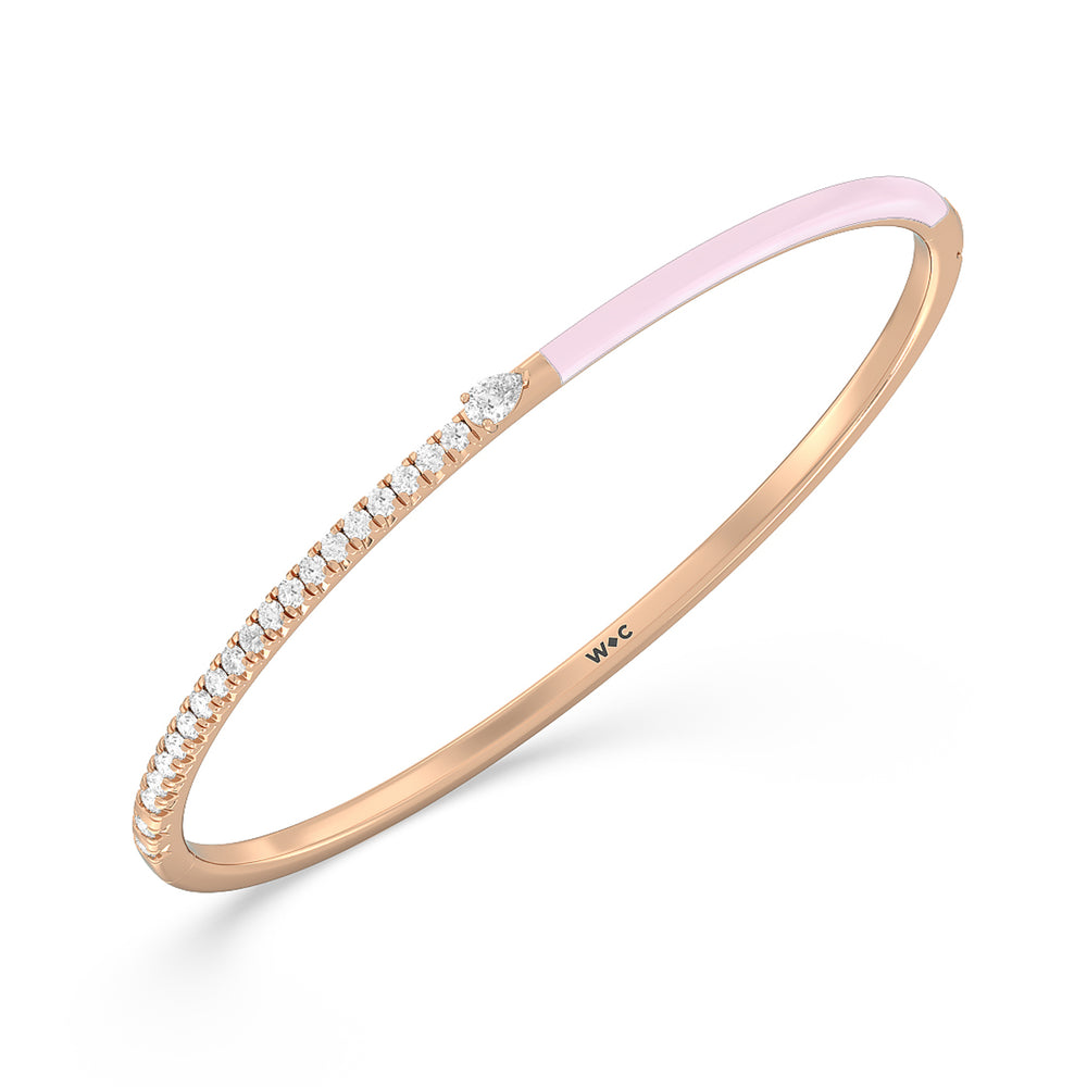 Staple Pear Diamond Bangle in Ceramic with Lavender Rose Cut Diamond in 14KT Rose Gold view 2
