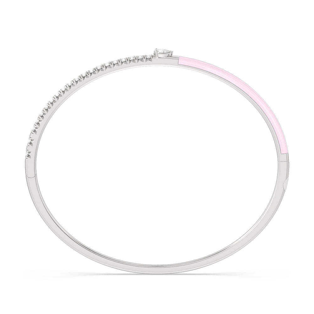 Staple Pear Diamond Bangle in Ceramic with Lavender Rose Cut Diamond in 14KT White Gold view 3
