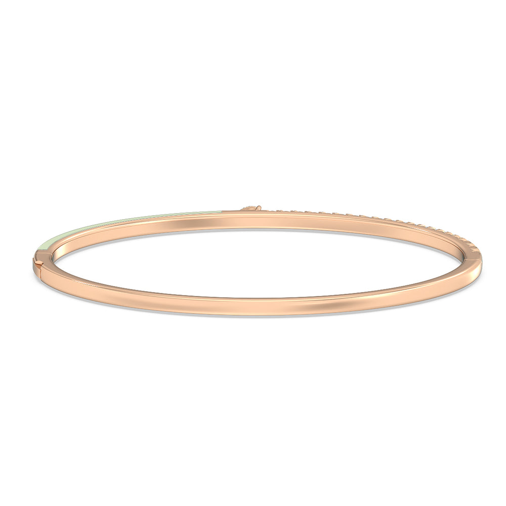 Staple Pear Diamond Bangle in Ceramic with Olive Cut Diamond in 14KT Rose Gold view 4
