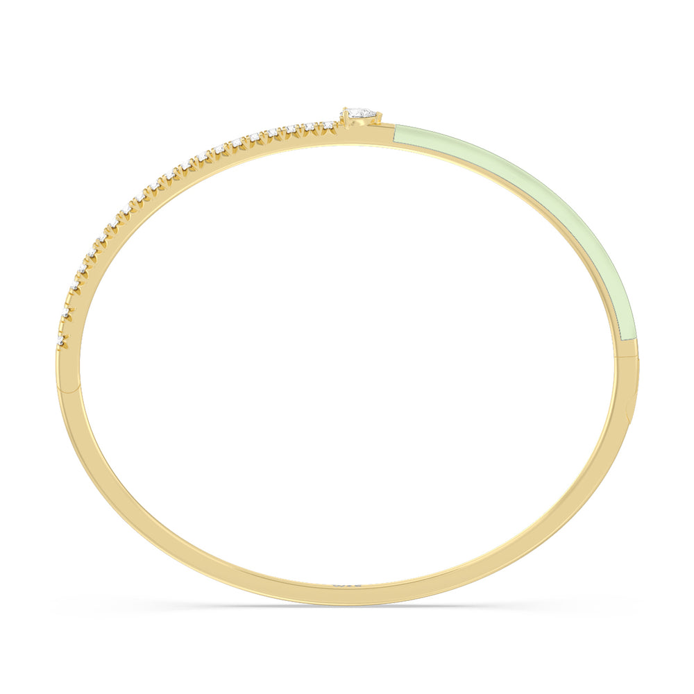 Staple Pear Diamond Bangle in Ceramic with Olive Cut Diamond in 14KT Yellow Gold view 3
