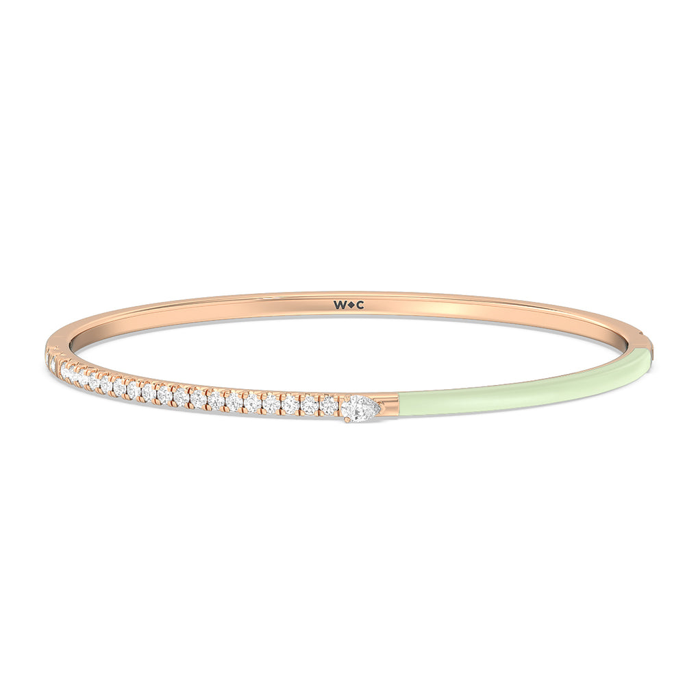 Staple Pear Diamond Bangle in Ceramic with Olive Cut Diamond in 14KT Rose Gold view 1
