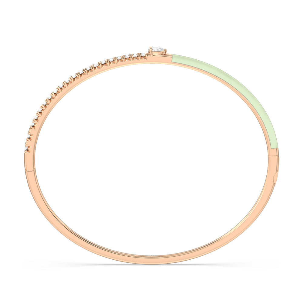 Staple Pear Diamond Bangle in Ceramic with Olive Cut Diamond in 14KT Rose Gold view 3
