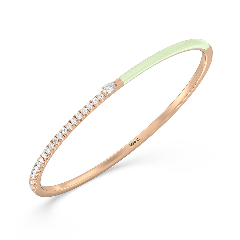 Staple Pear Diamond Bangle in Ceramic with Olive Cut Diamond in 14KT Rose Gold view 2
