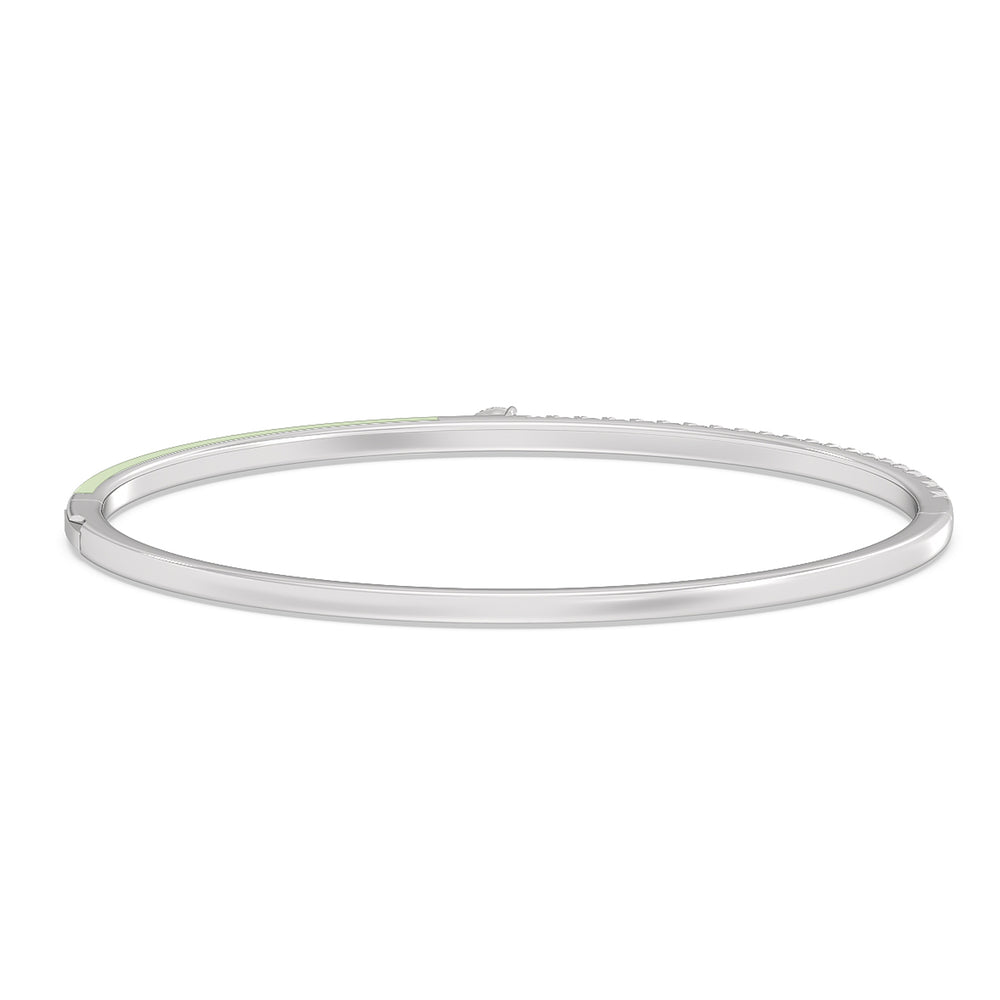 Staple Pear Diamond Bangle in Ceramic with Olive Cut Diamond in 14KT White Gold view 4
