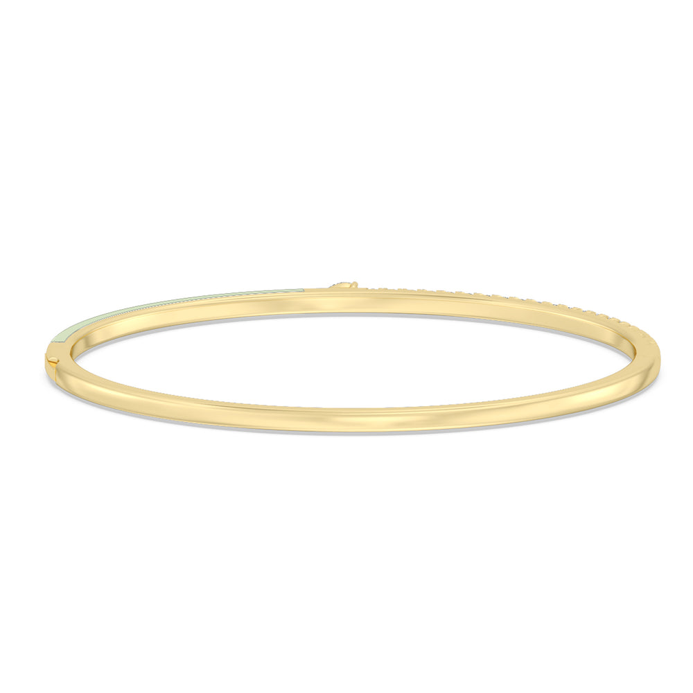 Staple Pear Diamond Bangle in Ceramic with Olive Cut Diamond in 14KT Yellow Gold view 4
