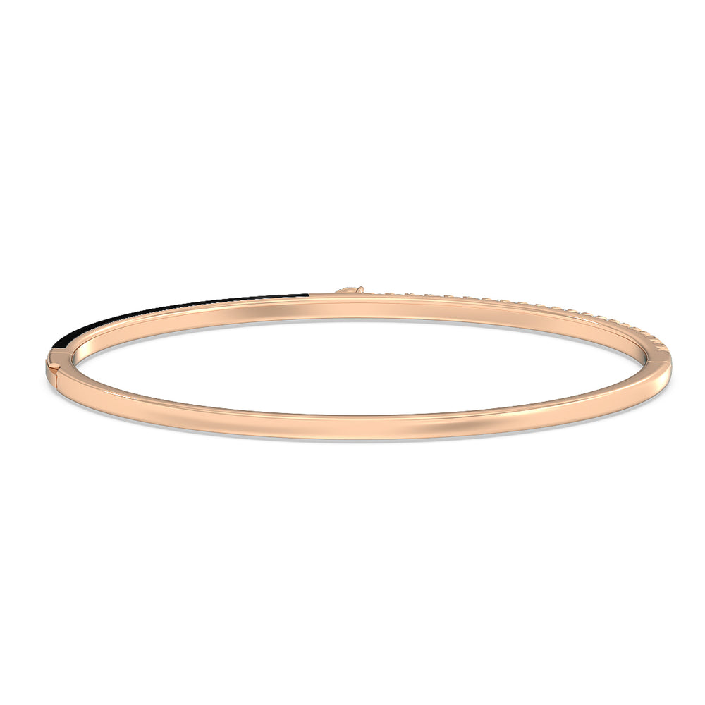 Staple Pear Diamond Bangle in Ceramic with Midnight Cut Diamond in 14KT Rose Gold view 4
