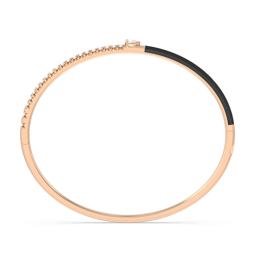 Staple Pear Diamond Bangle in Ceramic with Midnight Cut Diamond in 14KT Rose Gold view 3
