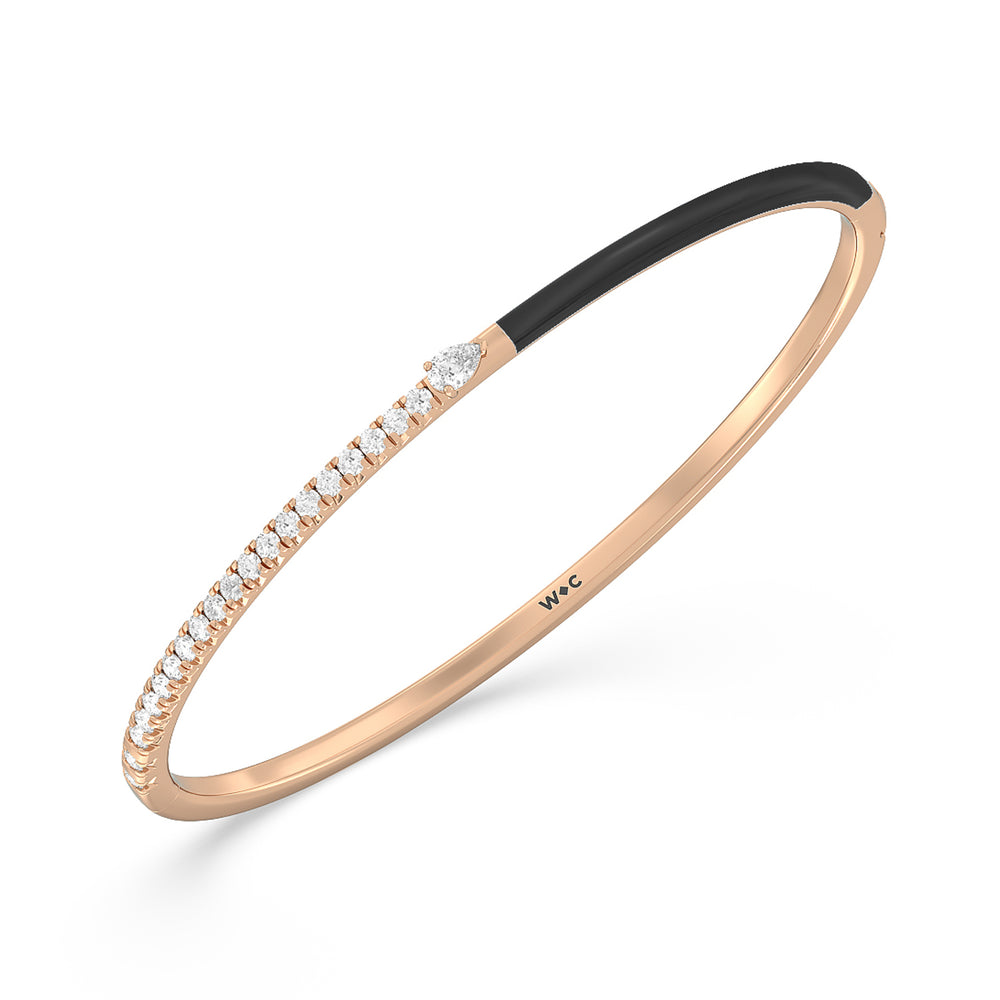 Staple Pear Diamond Bangle in Ceramic with Midnight Cut Diamond in 14KT Rose Gold view 2
