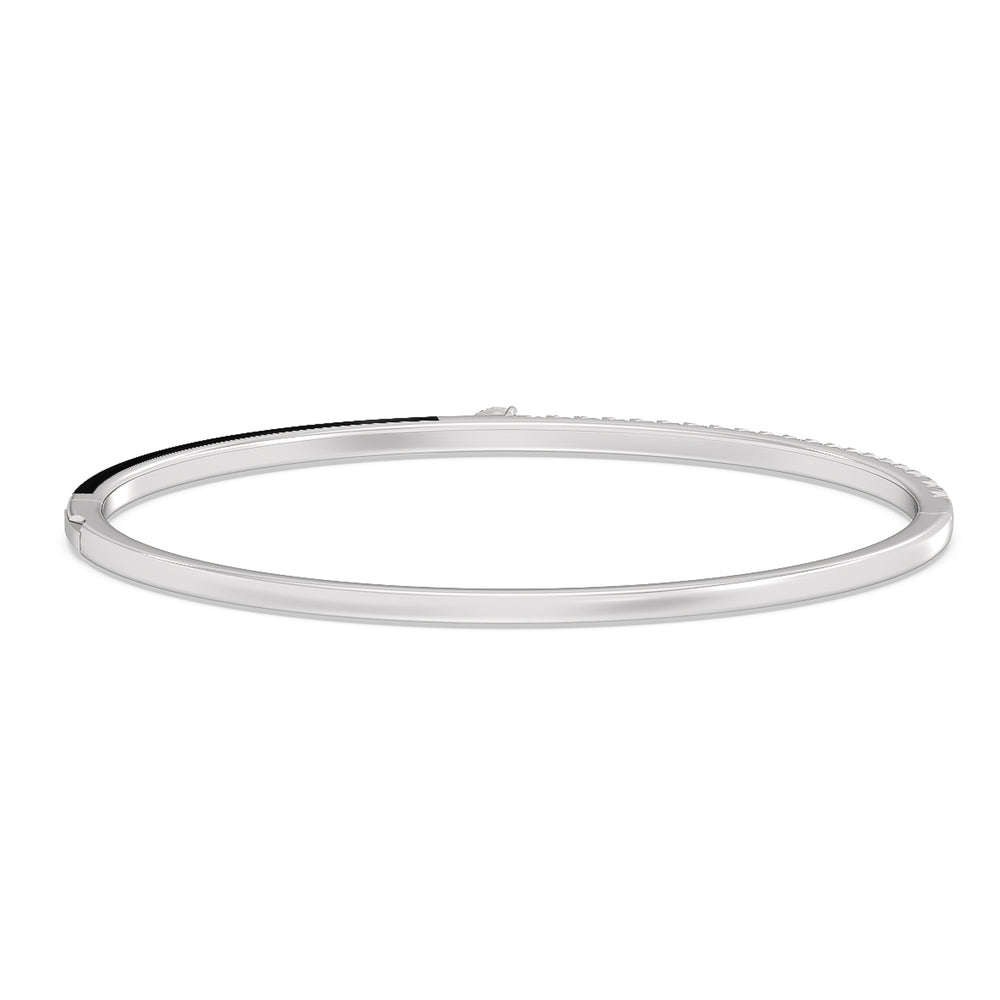 Staple Pear Diamond Bangle in Ceramic with Midnight Cut Diamond in 14KT White Gold view 4
