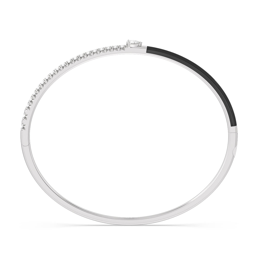 Staple Pear Diamond Bangle in Ceramic with Midnight Cut Diamond in 14KT White Gold view 3
