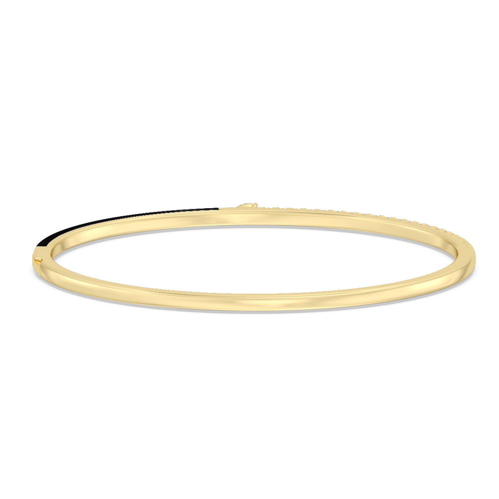 Staple Pear Diamond Bangle in Ceramic with Midnight Cut Diamond in 14KT Yellow Gold view 4
