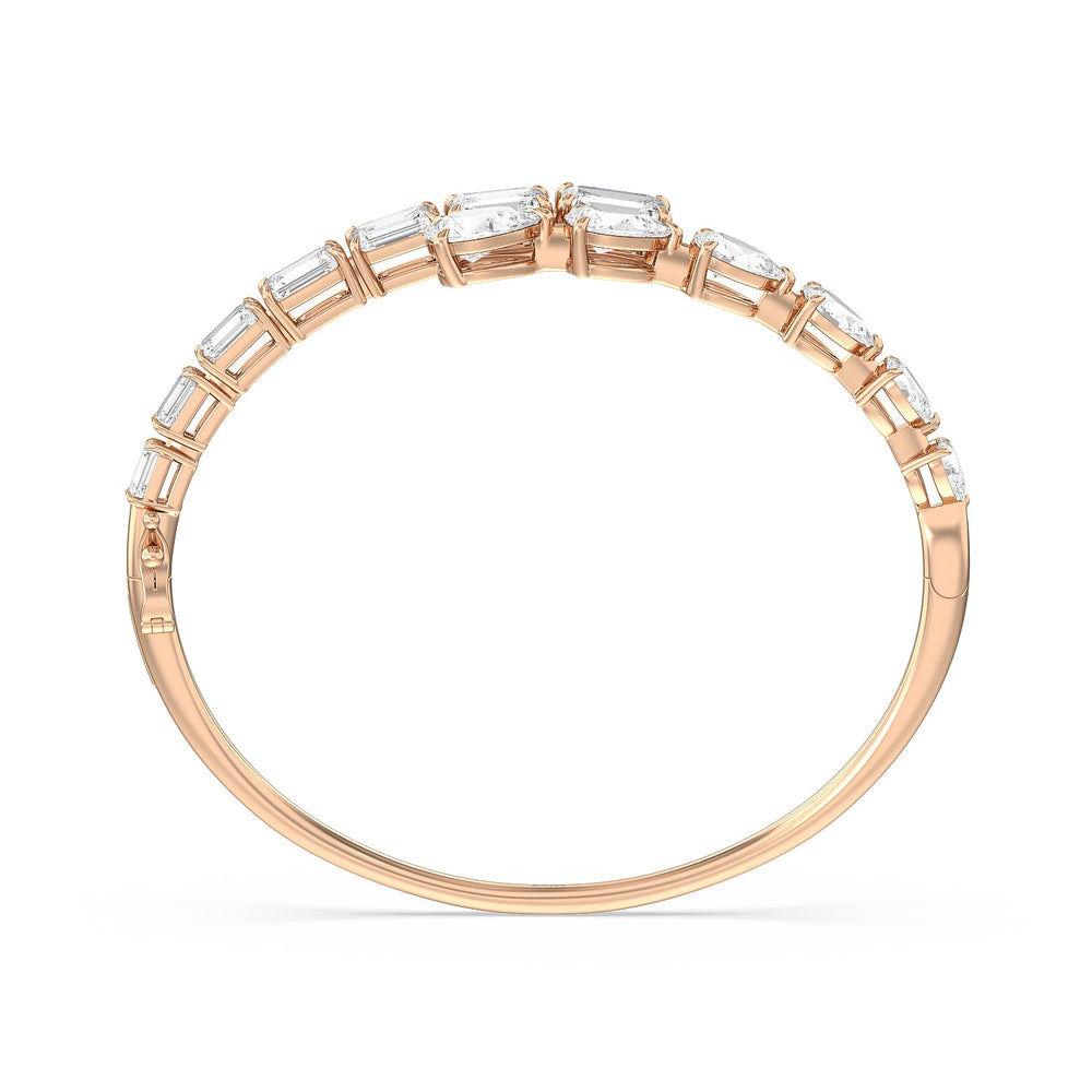 Graduating Emerald And Pear Bangle with Lab Cut Diamond in 14KT Rose Gold view 4
