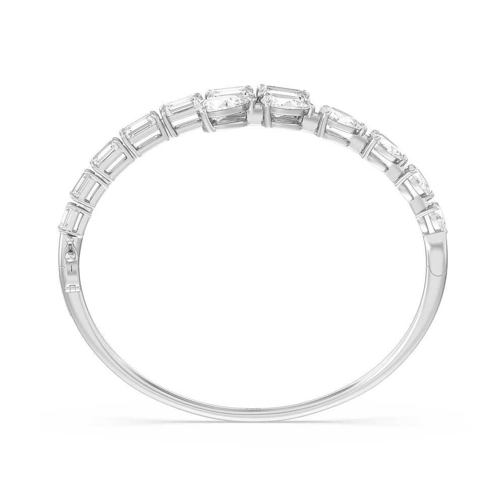 Graduating Emerald And Pear Bangle with Lab Cut Diamond in 14KT White Gold view 4
