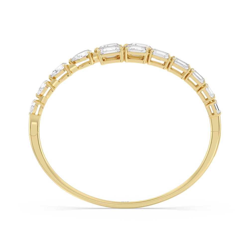Graduating Emerald And Pear Bangle with Lab Cut Diamond in 14KT Yellow Gold view 4
