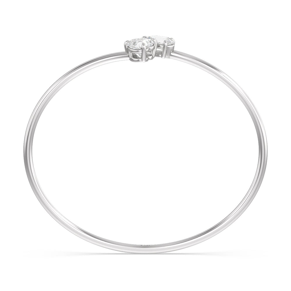 Toi-et Moi Heart and Teardrop Bangle with Lab Cut Diamond in 14KT White Gold view 2

