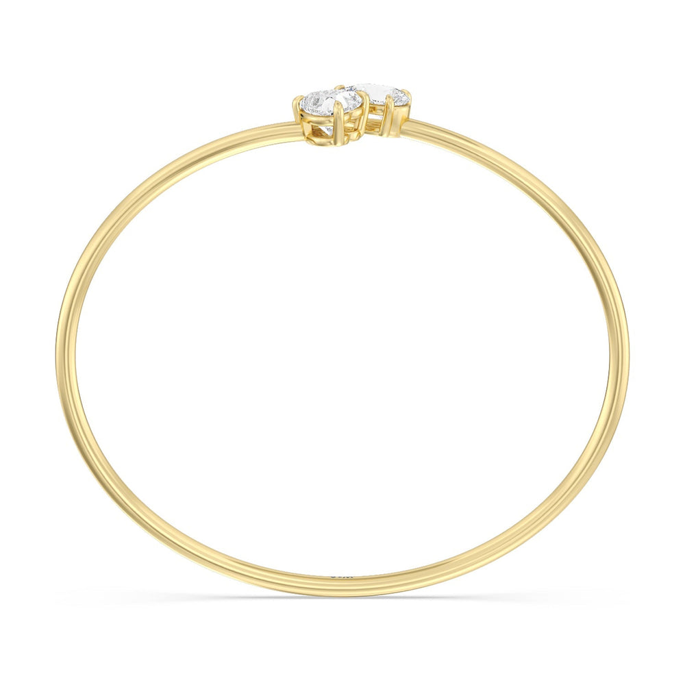 Toi-et Moi Heart and Teardrop Bangle with Lab Cut Diamond in 14KT Yellow Gold view 2
