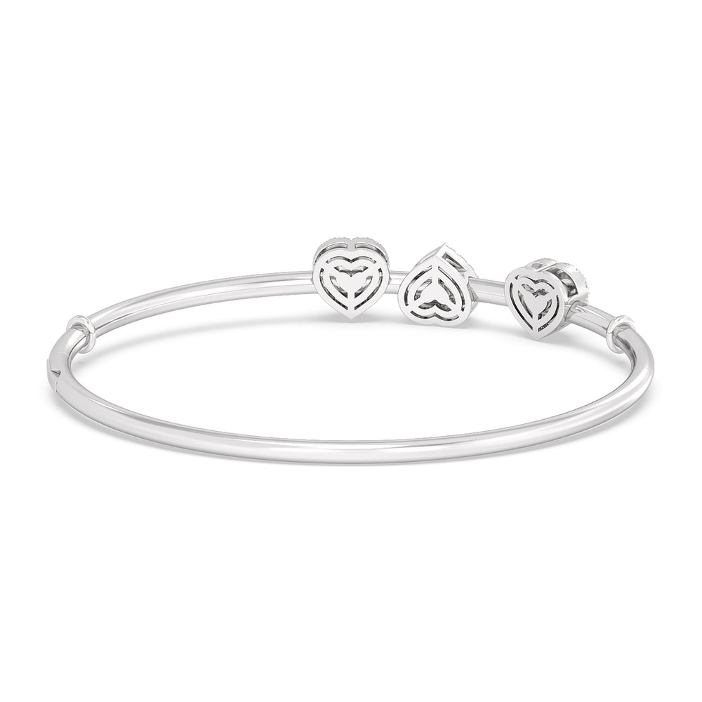 Halo Heart Slider Openable Oval Bangle with Lab Cut Diamond in 14KT White Gold view 6
