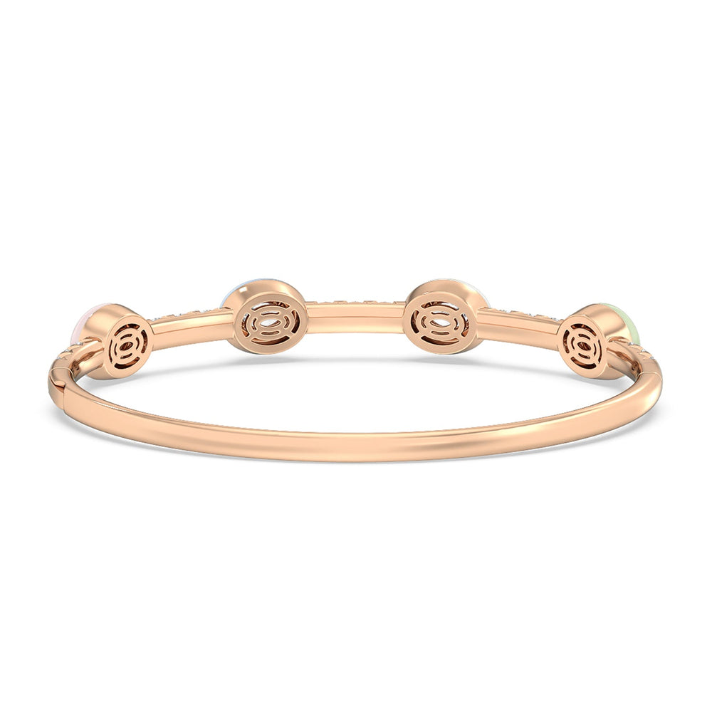 Half Pave Bezel Bangle in Ceramic with Lab Cut Diamond in 14KT Rose Gold view 4
