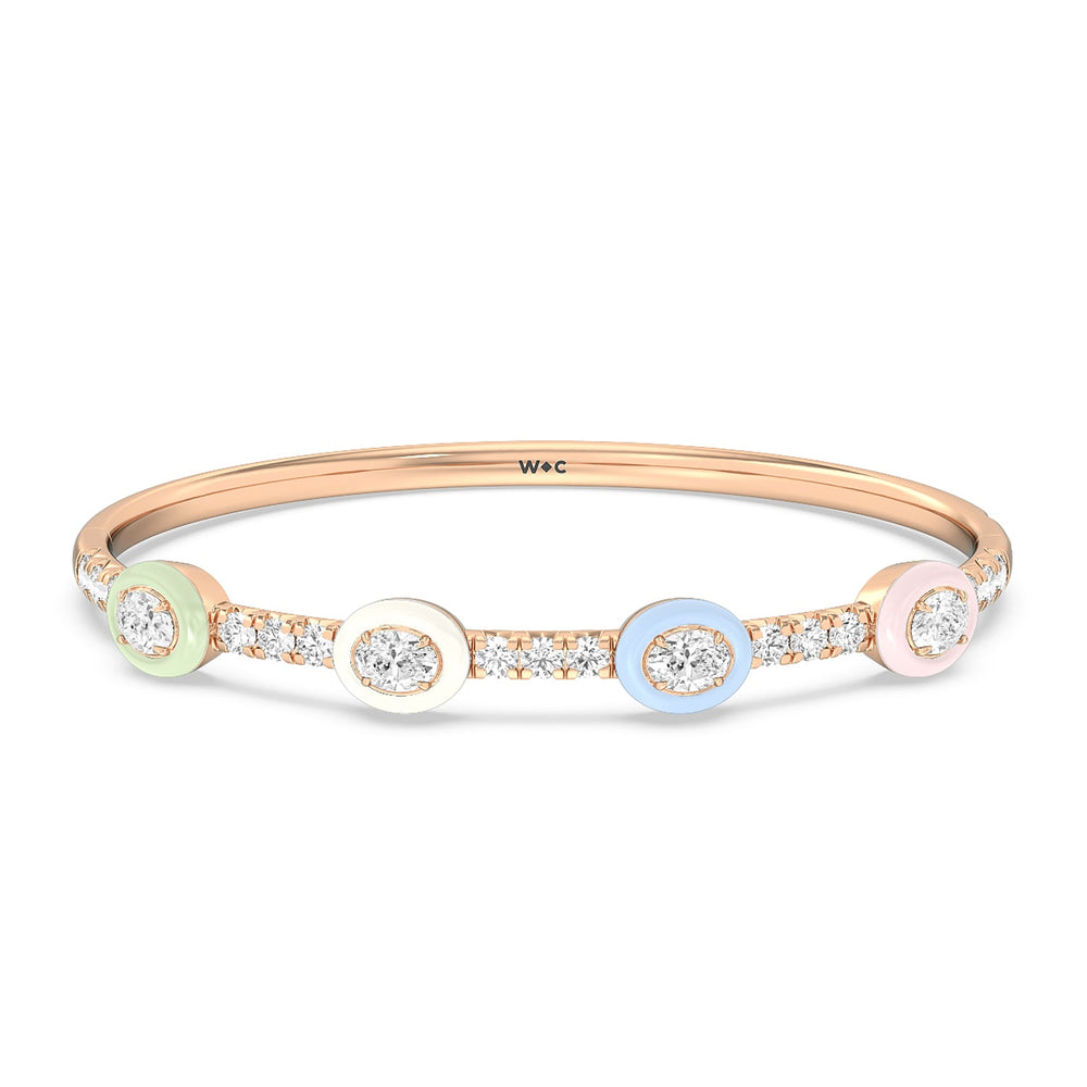 Half Pave Bezel Bangle in Ceramic with Lab Cut Diamond in 14KT Rose Gold view 1
