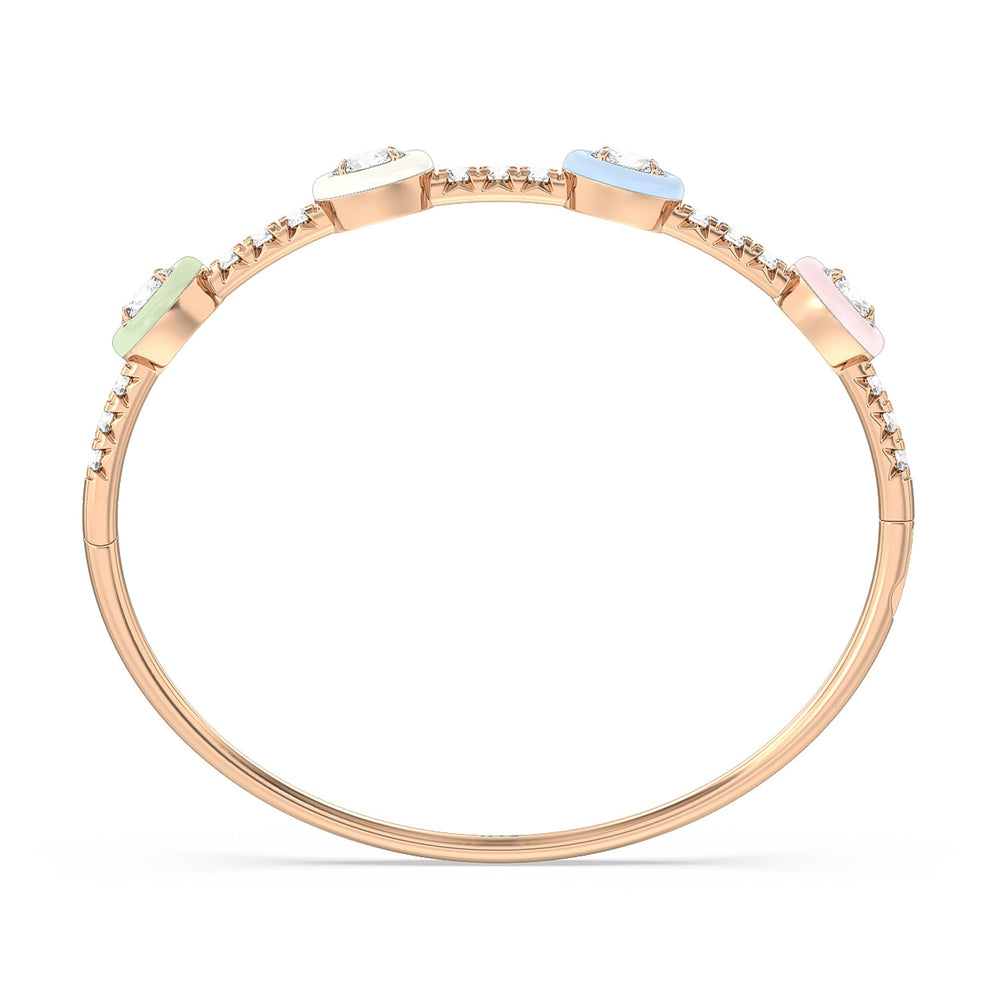 Half Pave Bezel Bangle in Ceramic with Lab Cut Diamond in 14KT Rose Gold view 3
