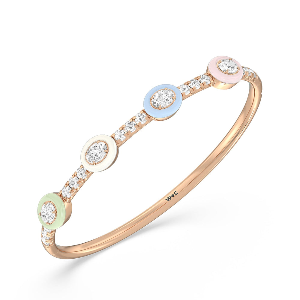 Half Pave Bezel Bangle in Ceramic with Lab Cut Diamond in 14KT Rose Gold view 2
