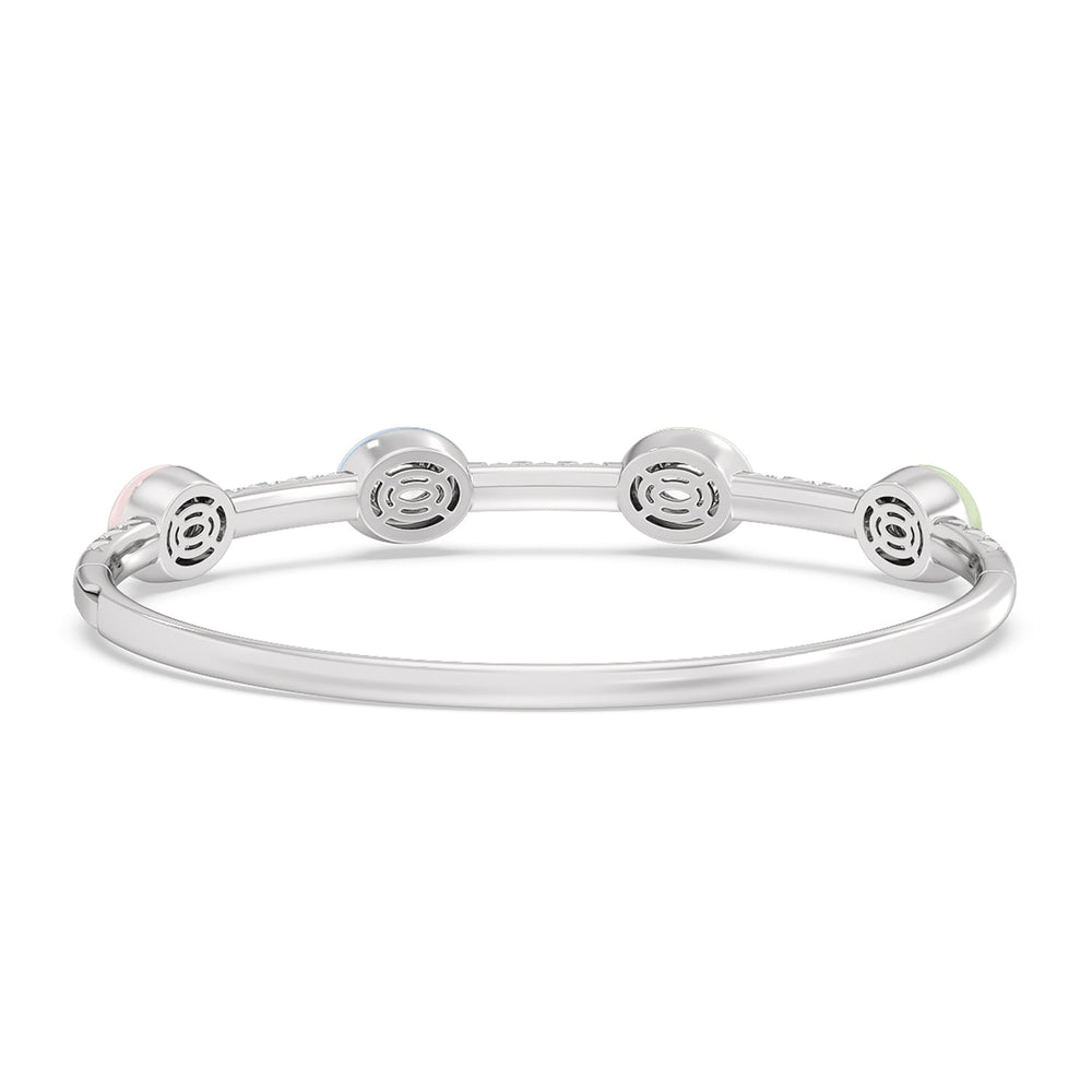 Half Pave Bezel Bangle in Ceramic with Lab Cut Diamond in 14KT White Gold view 4
