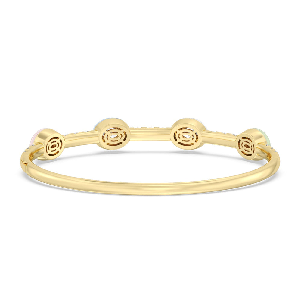 Half Pave Bezel Bangle in Ceramic with Lab Cut Diamond in 14KT Yellow Gold view 4
