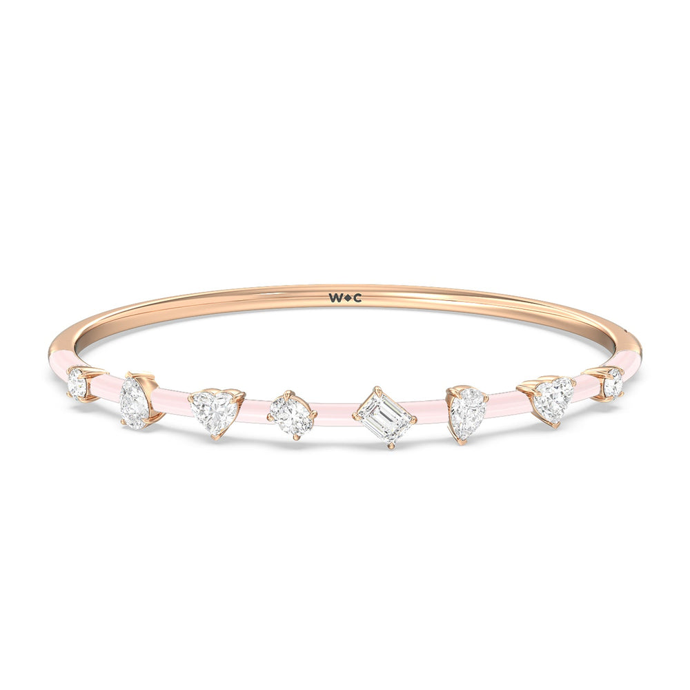 Mixed Shape Diamond Bangle in Ceramic with Lilac Blush Cut Diamond in 14KT Rose Gold view 1
