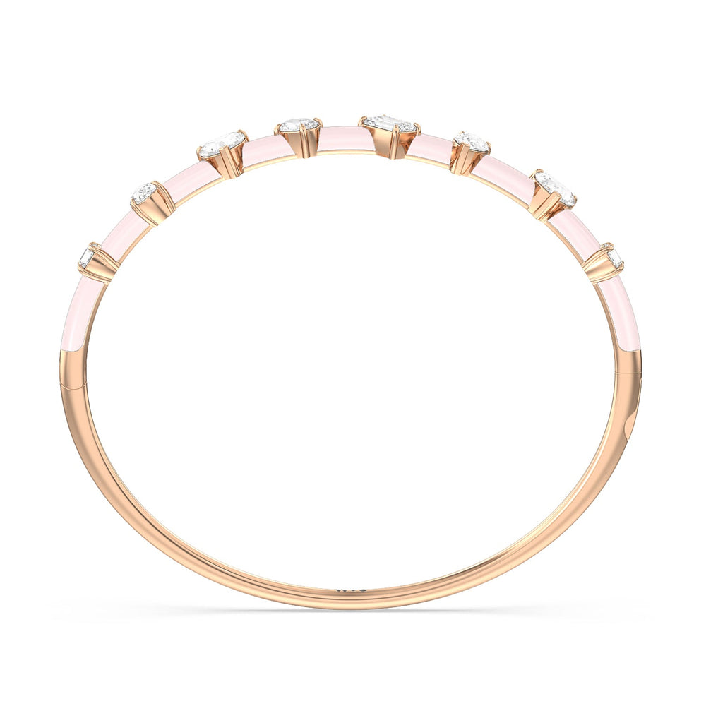 Mixed Shape Diamond Bangle in Ceramic with Lilac Blush Cut Diamond in 14KT Rose Gold view 3
