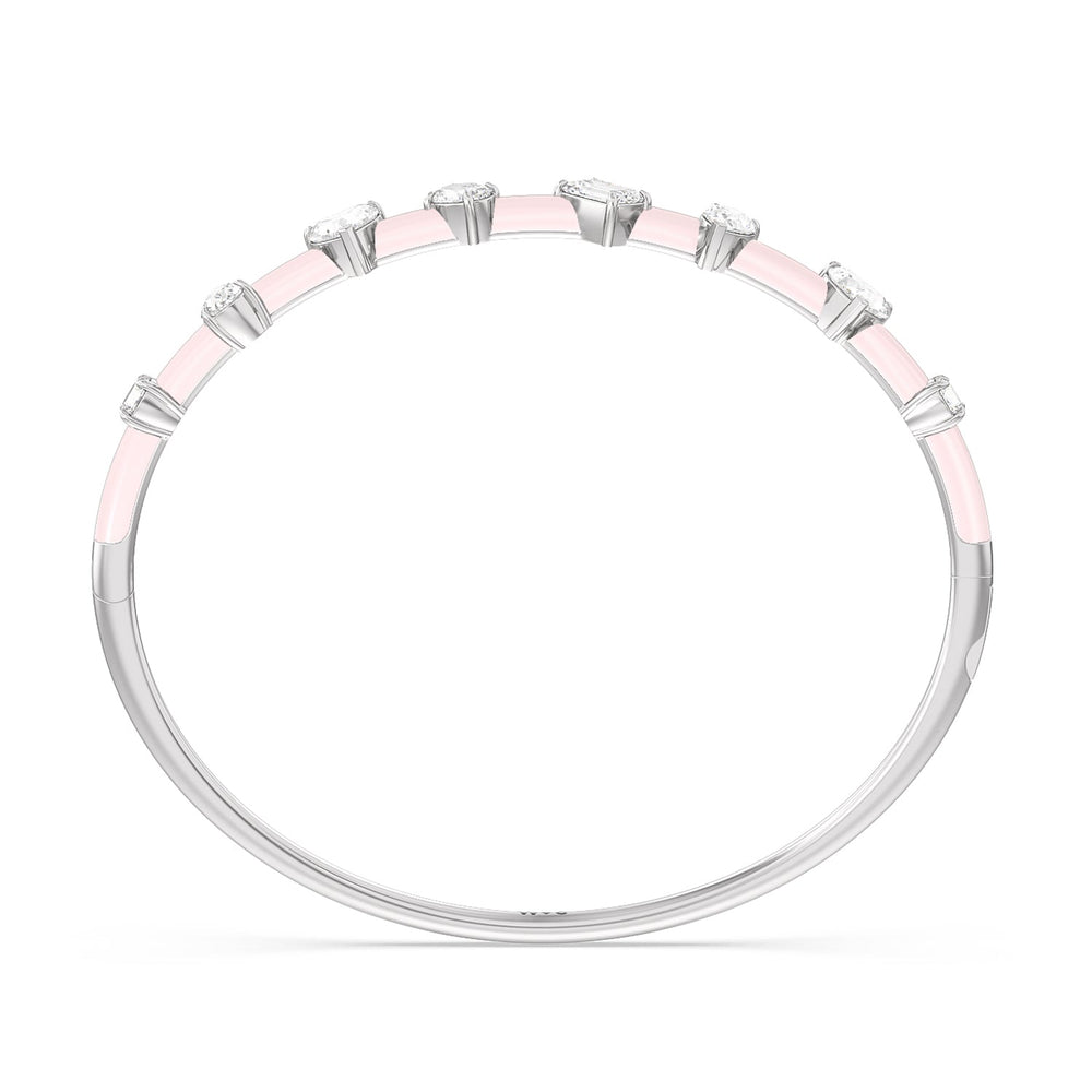 Mixed Shape Diamond Bangle in Ceramic with Lilac Blush Cut Diamond in 14KT Sterling Silver view 3
