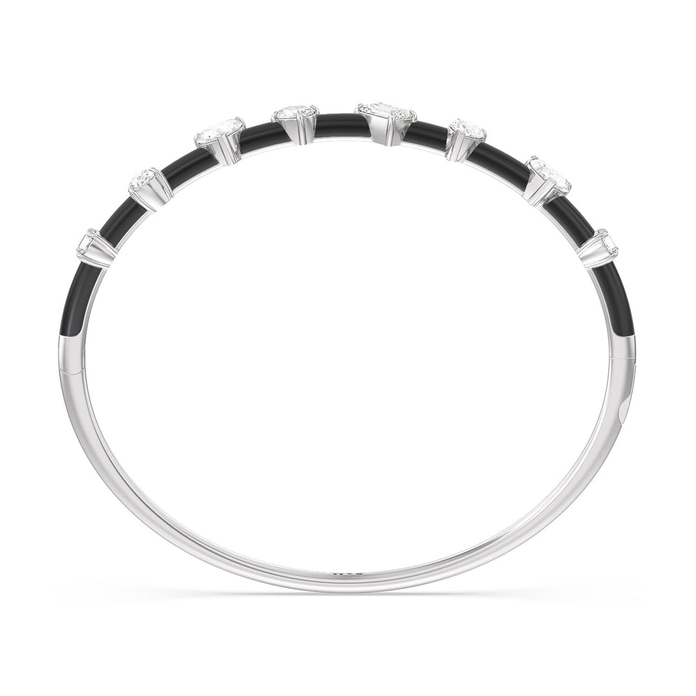 Mixed Shape Diamond Bangle in Ceramic with Midnight Cut Diamond in 14KT Sterling Silver view 3
