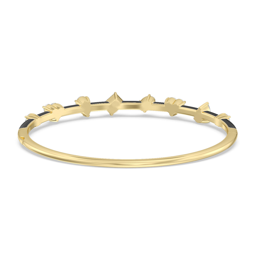 Mixed Shape Diamond Bangle in Ceramic with Midnight Cut Diamond in 14KT Yellow Gold view 4
