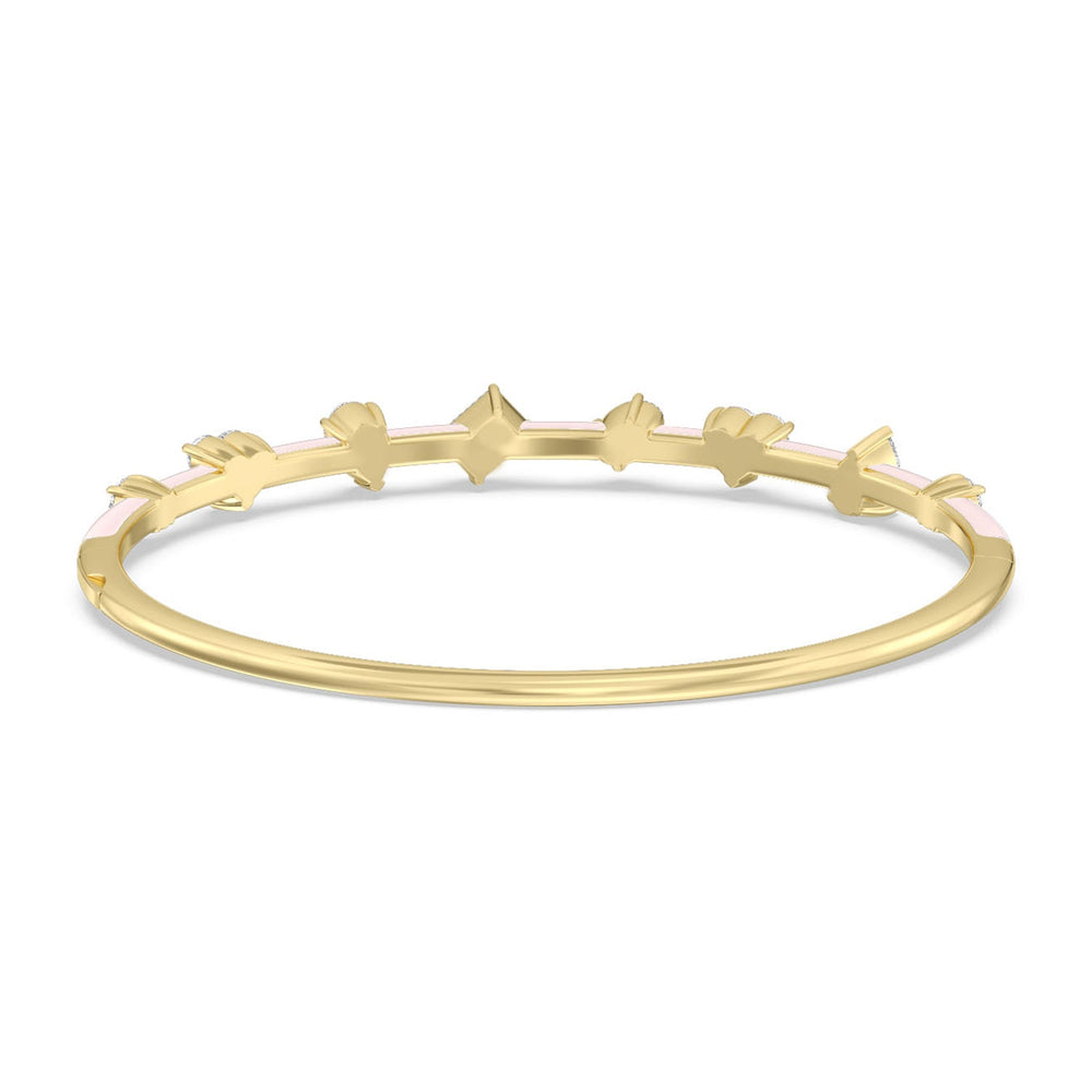 Mixed Shape Diamond Bangle in Ceramic with Lilac Blush Cut Diamond in 14KT Yellow Gold view 4
