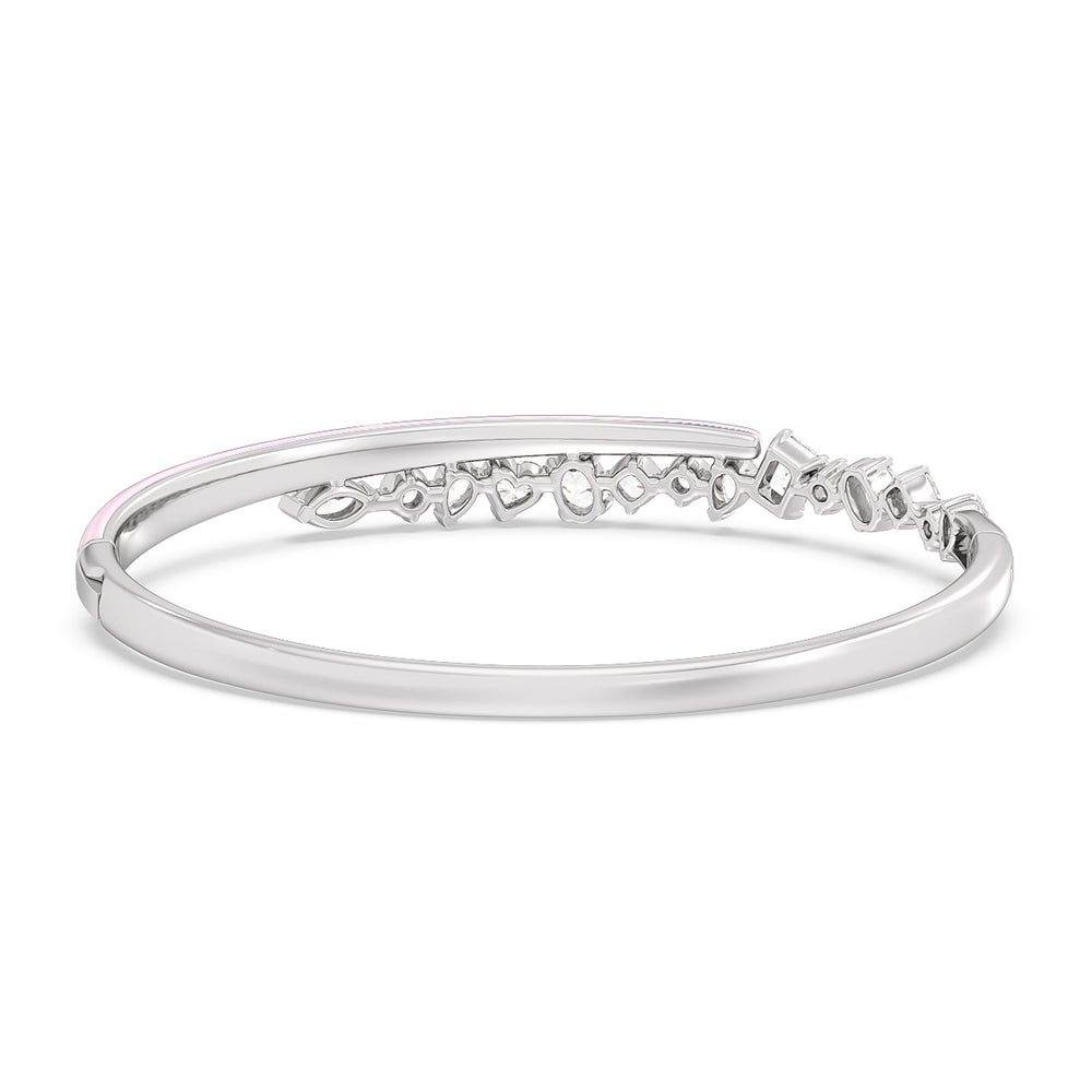 Split Mixed Shape Bangle in Ceramic with Lavender Rose Cut Diamond in 14KT Sterling Silver view 4
